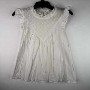 Women's Hem And Thread Cotton Top White Medium